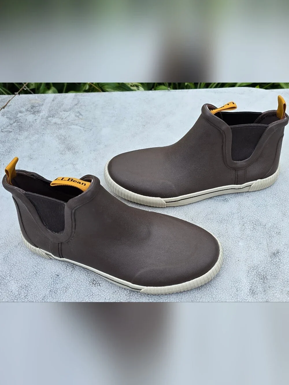 L.L.Bean Brown Chelsea Rain Boots Waterproof Slip On